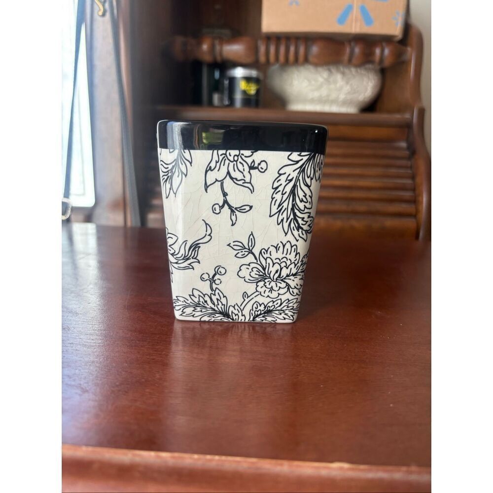Vintage Hallmark “His Better Half” Square Mug - Black & White Floral Pattern